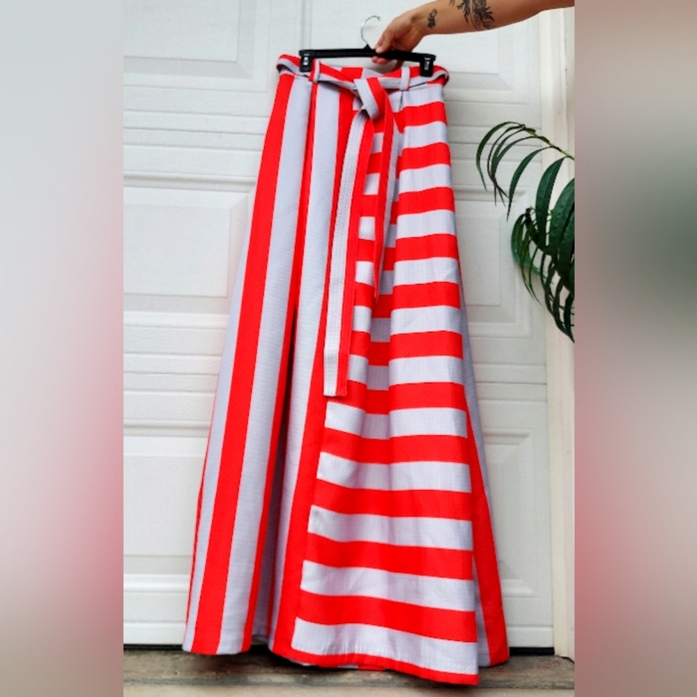 TOV Holy Vibrant Orange and Grey Maxi Skirt